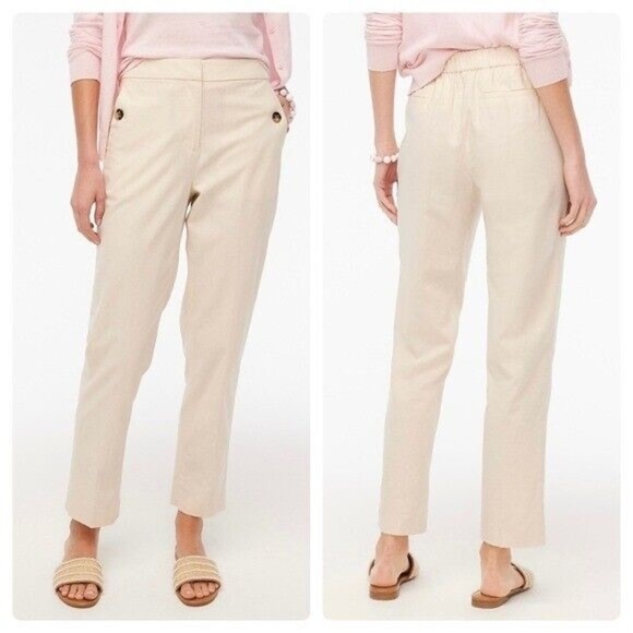 NWT J. Crew Factory Linen-Cotton Blend Elastic-Back Sailor Pant Ankle size 12 - Picture 1 of 9